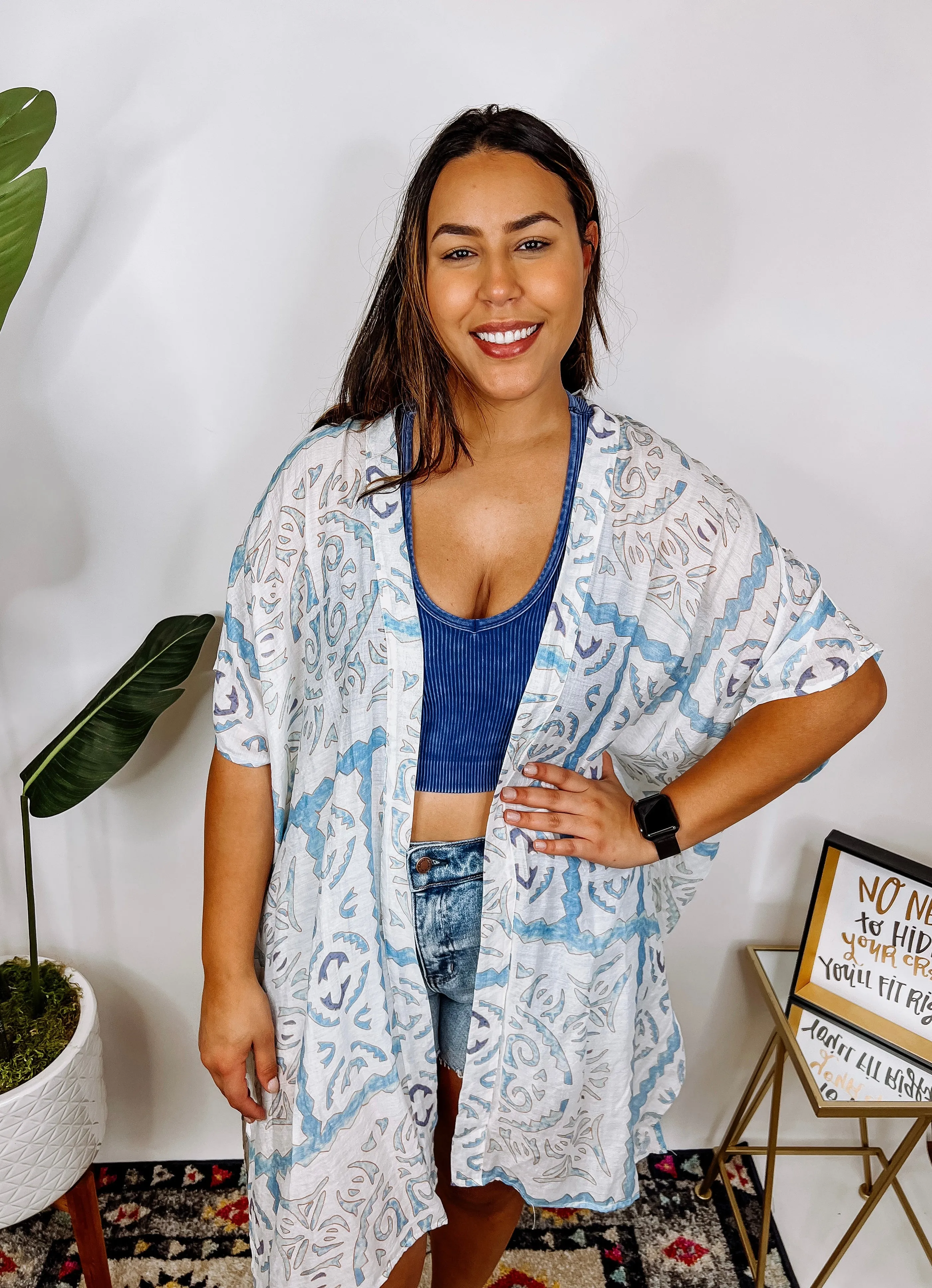 #M219 Aztec Mood Kimono (Blue)