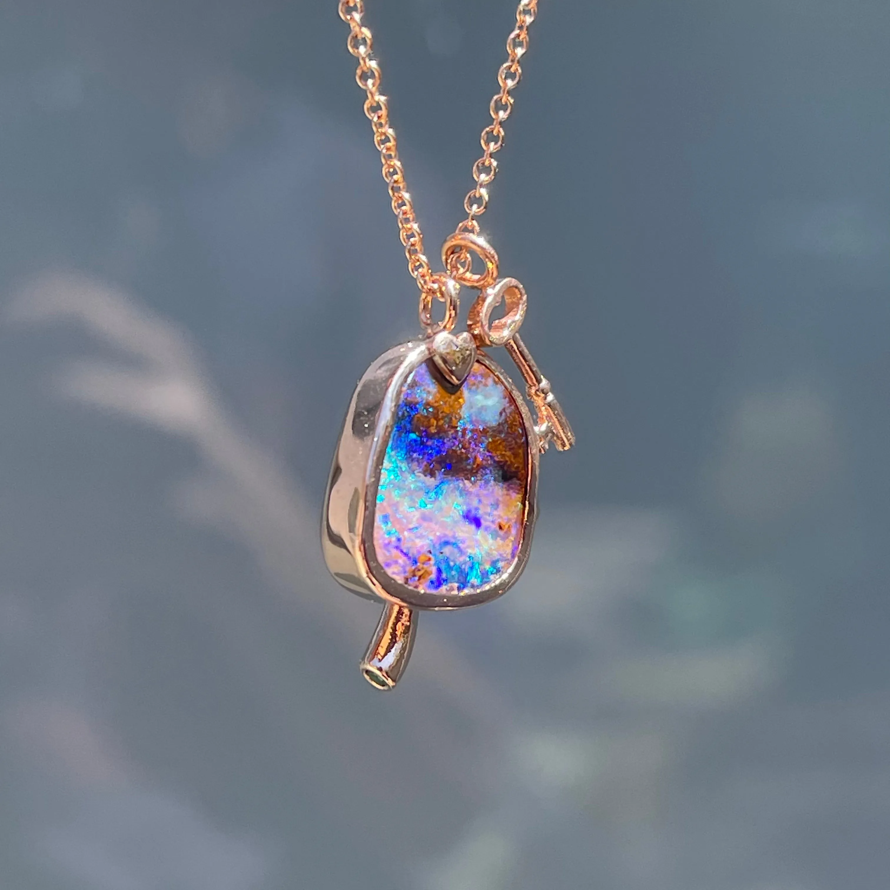 Magic Mushroom Australian Opal Necklace