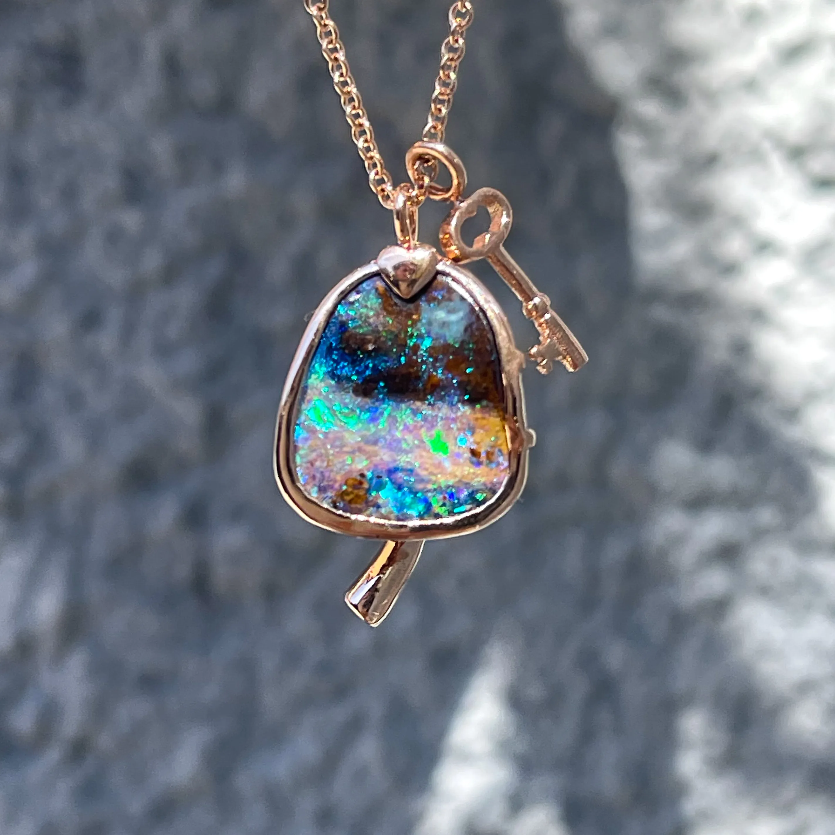 Magic Mushroom Australian Opal Necklace