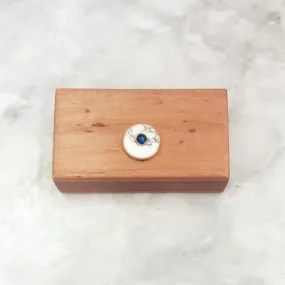 Mahogany with Marble and Blue Swarovski Jewelry Box