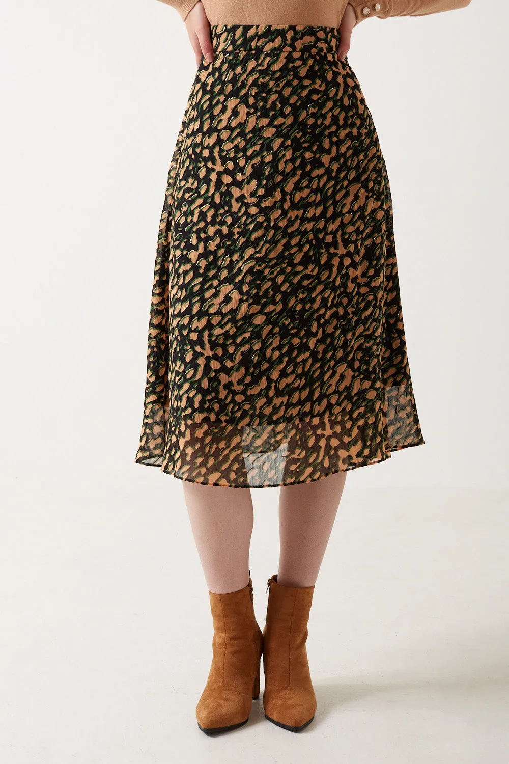 Marc Angelo Leopard A-Line Skirt