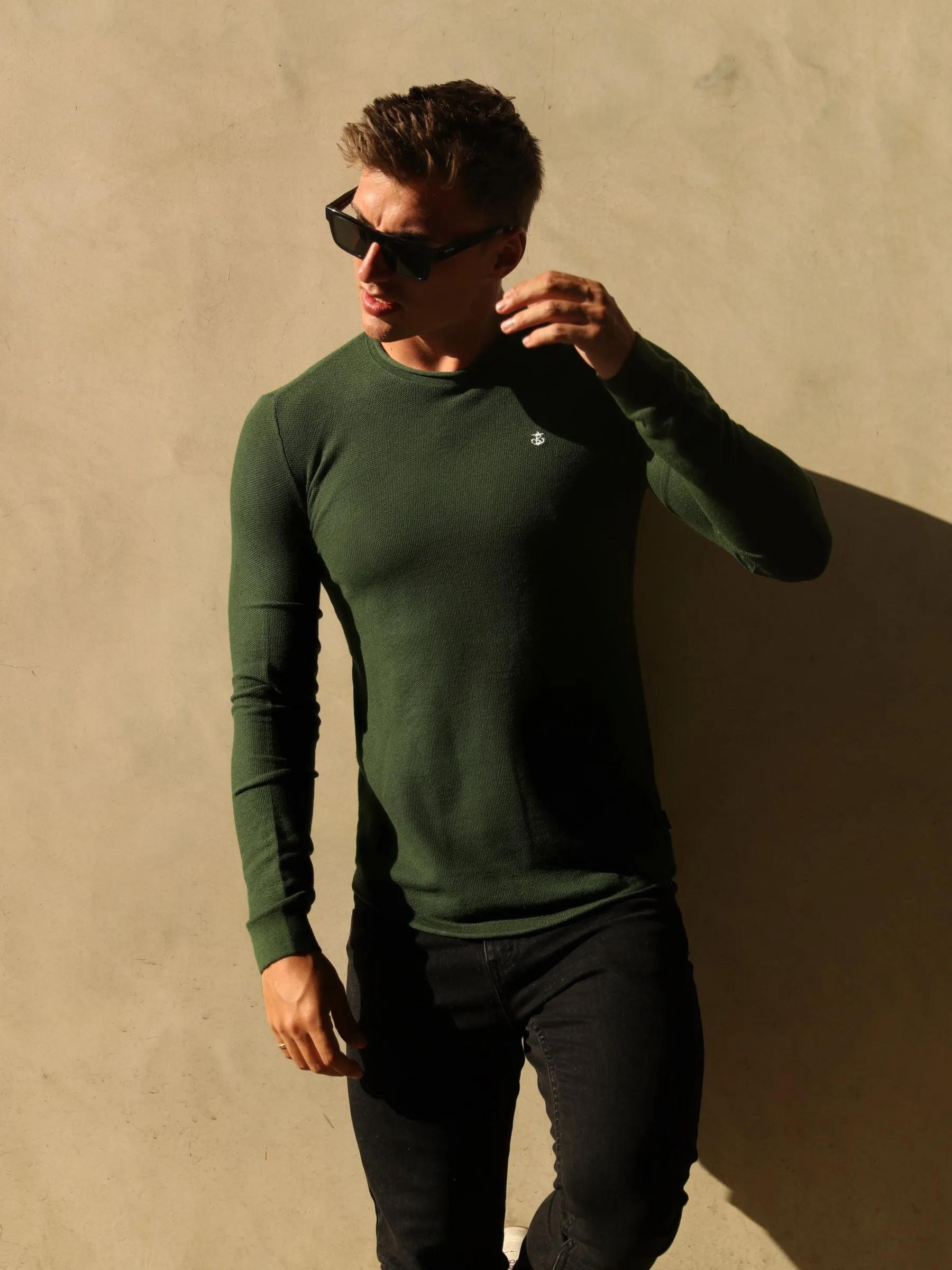 Mason Knit Jumper - Khaki Green