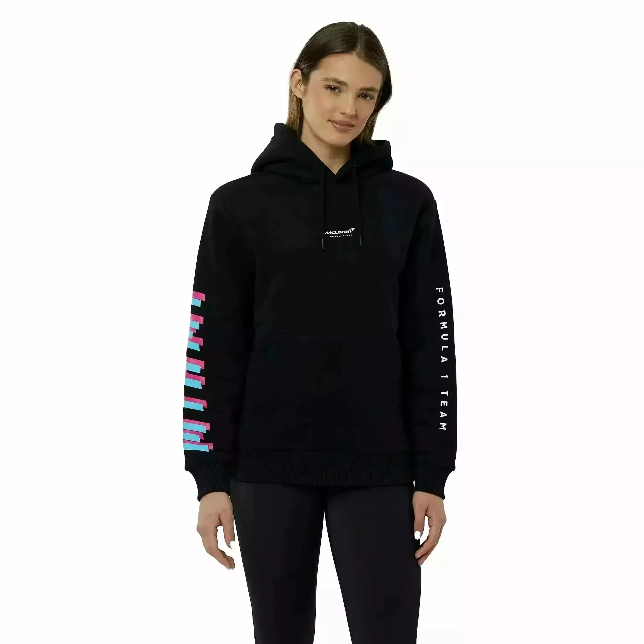 McLaren F1 Women's Miami Neon Logo Hoodie -Black/Vice Blue