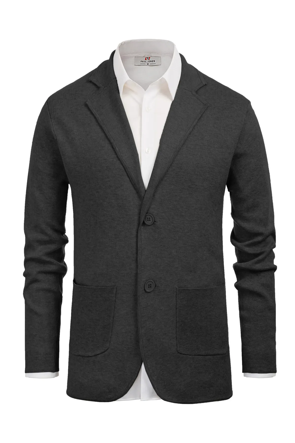 Men's Cardigan Sweater Shawl Collar Two Button Down Knit Blazer Jacket Knitwear