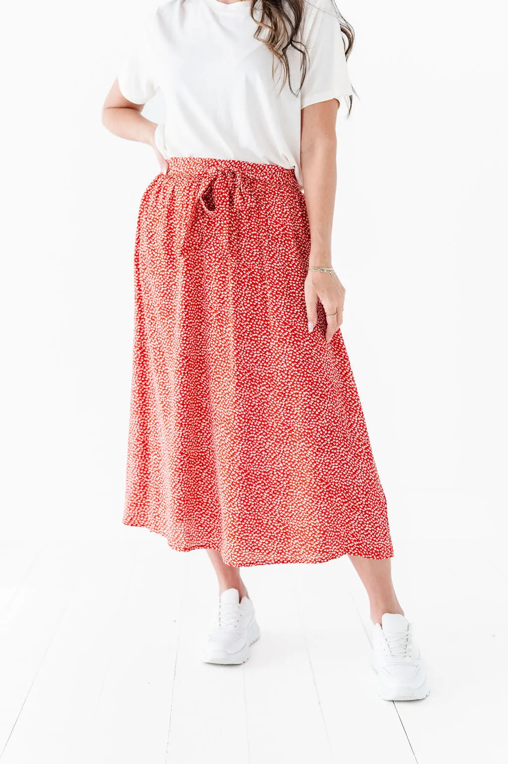 Michele Midi Skirt in Red