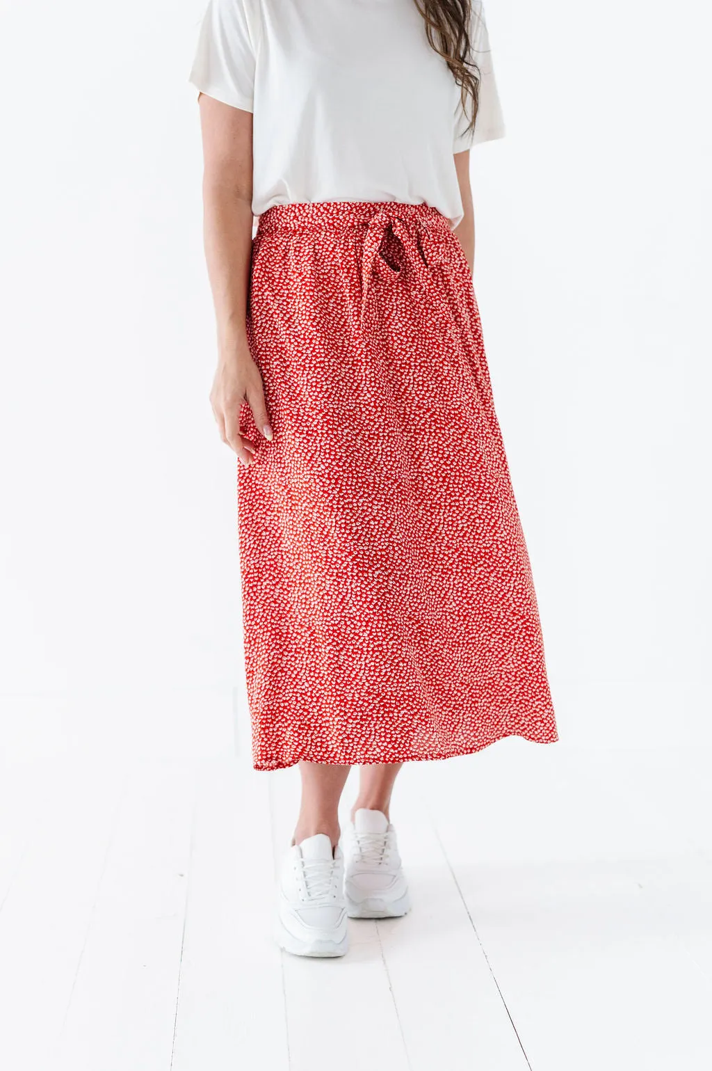 Michele Midi Skirt in Red