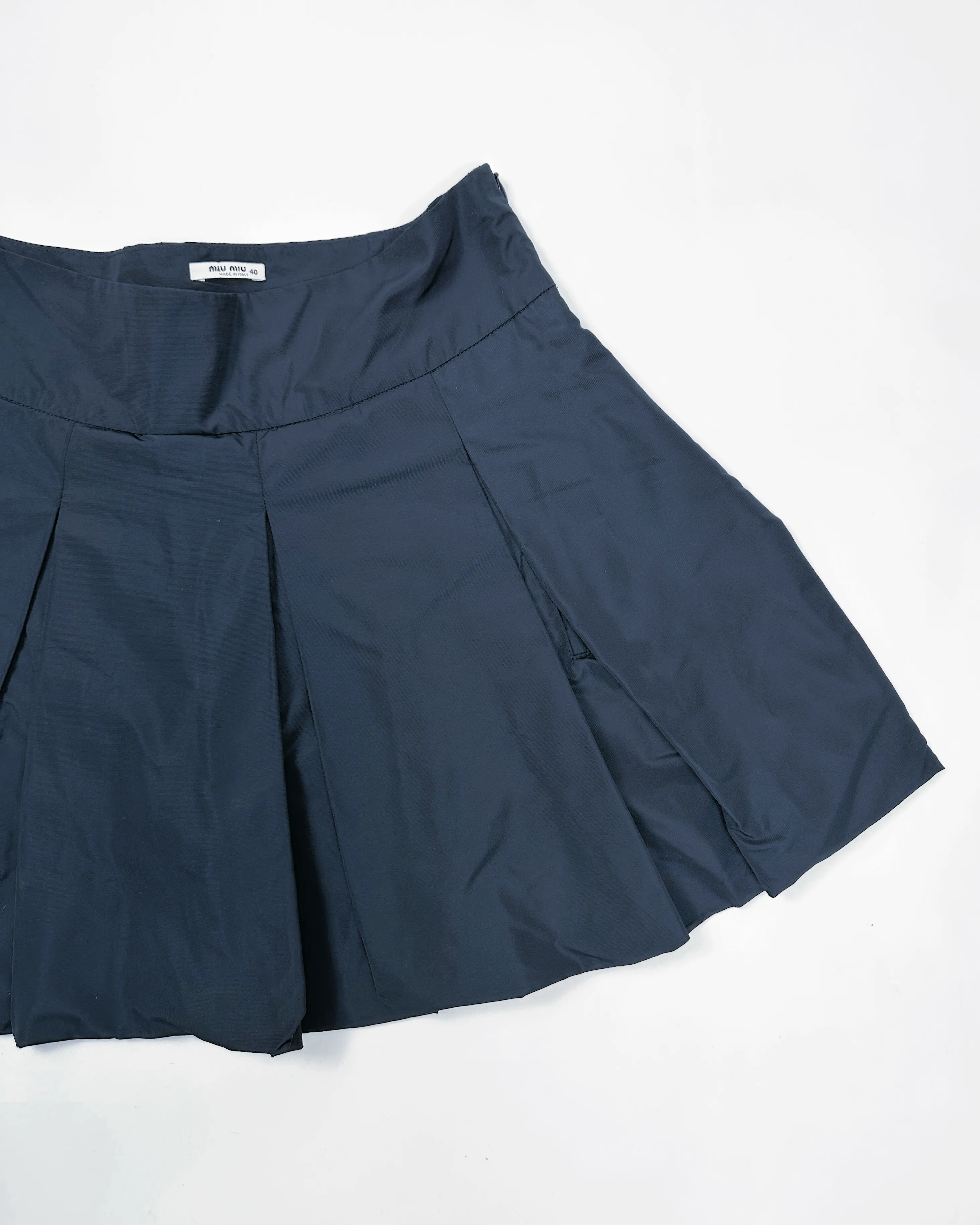 Miu Miu Navy Blue Pleated Mini Skirt 2000's