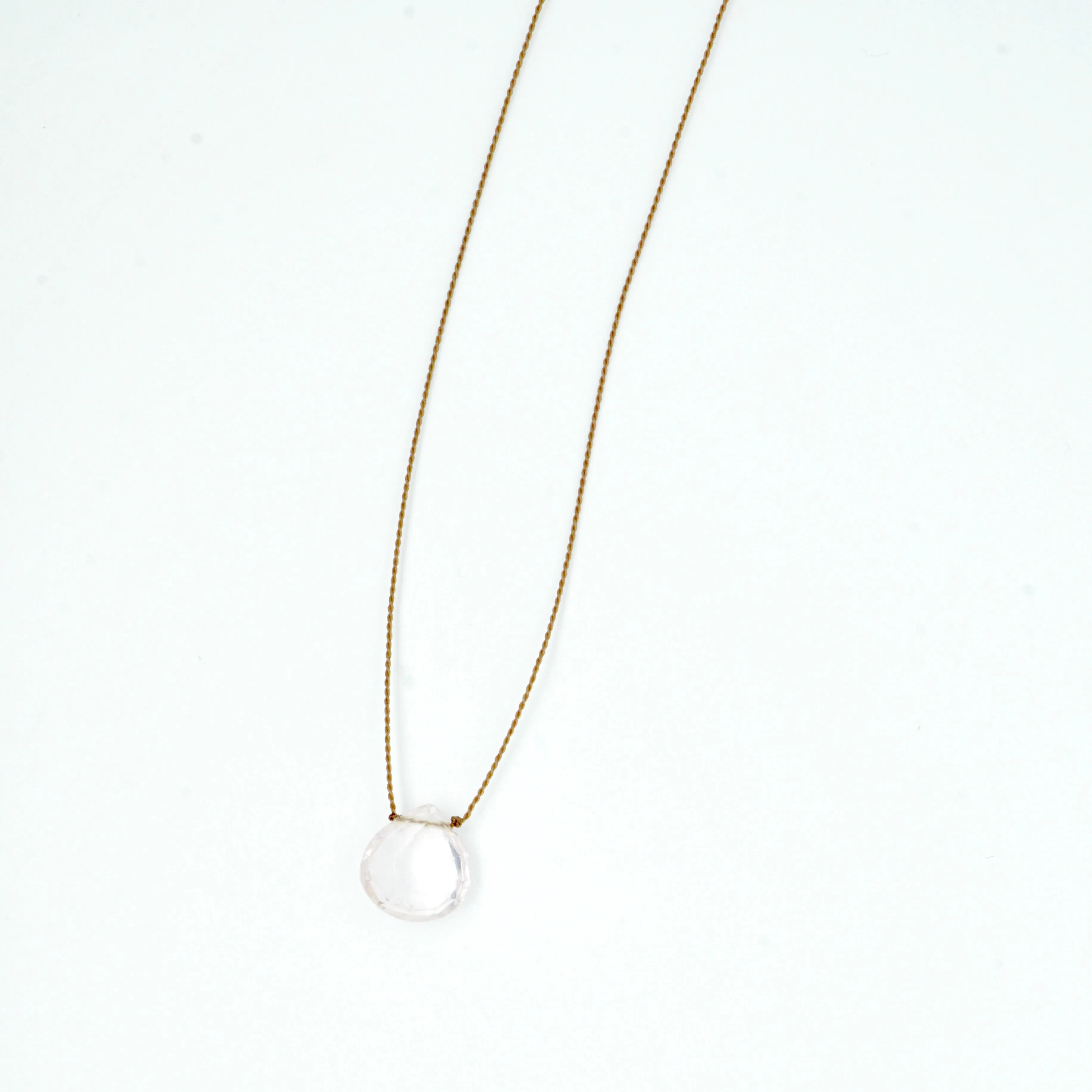 Moonstone Cord Necklace - Bead Rose Quartz Necklace - Nylon Moonstone Necklace