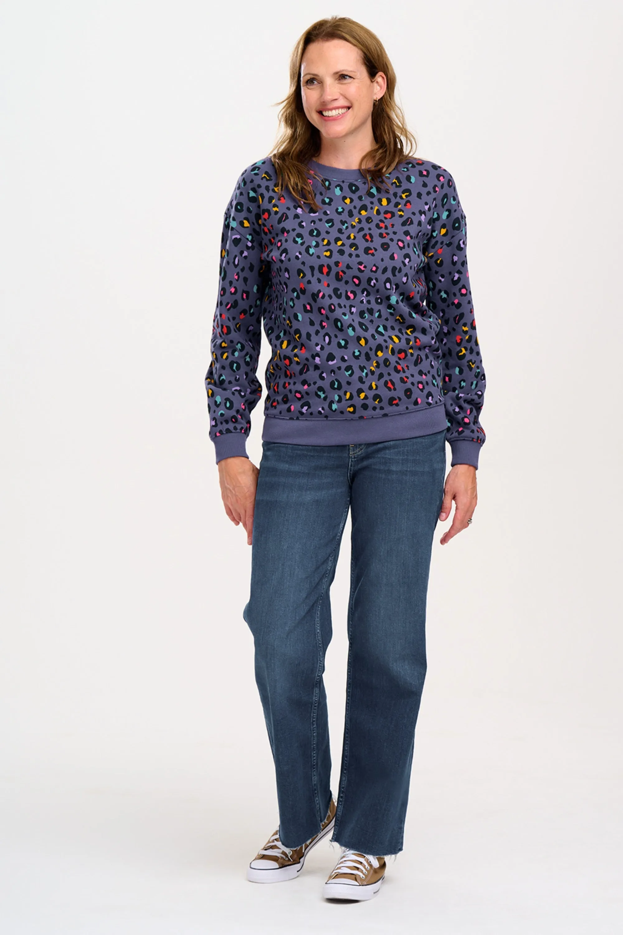 Noah Sweatshirt - Navy, Rainbow Leopard