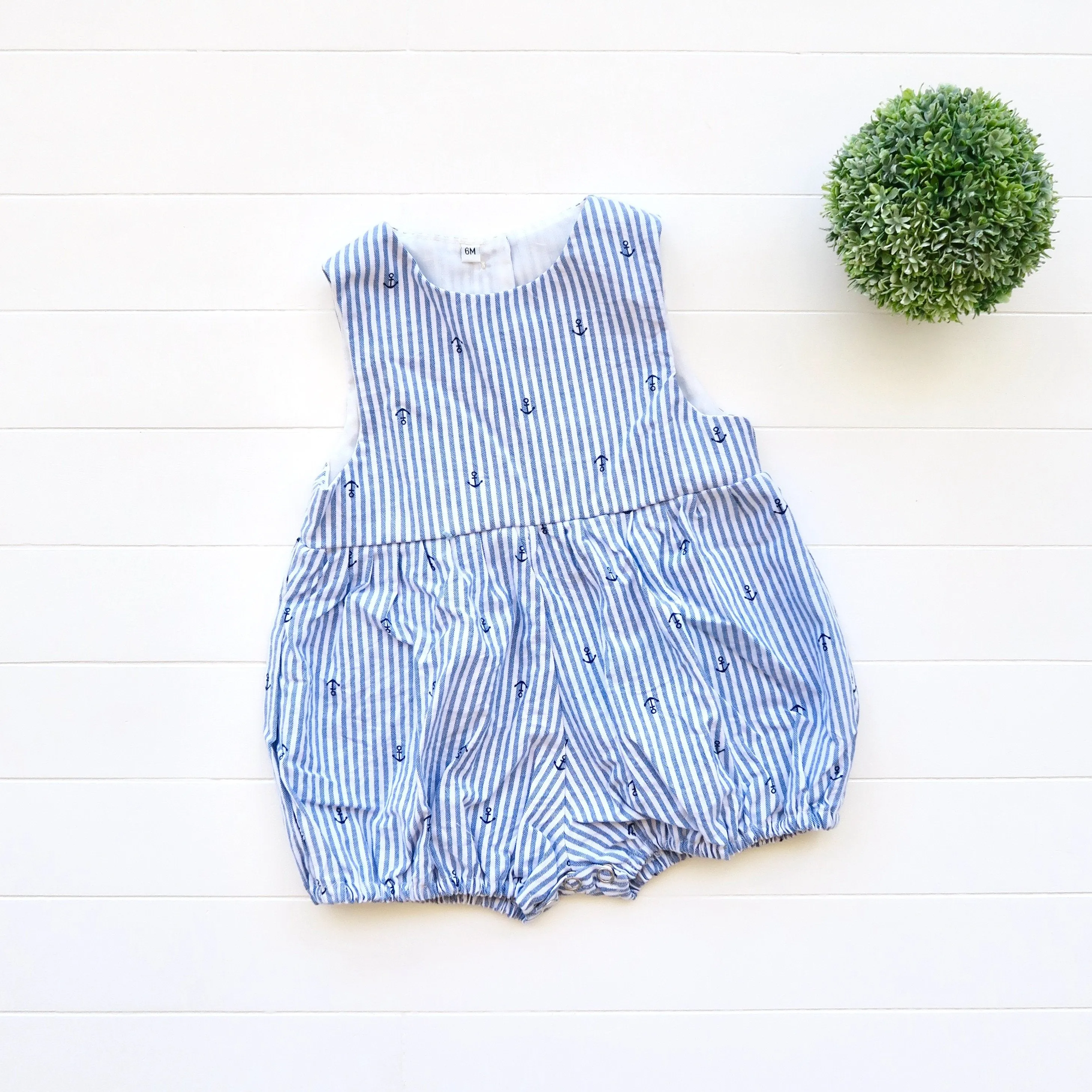 Orchid Playsuit in Anchor Stripes Blue Print