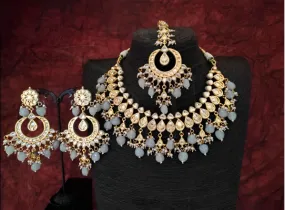 Pale Blue Kundan Necklace & Earring Set