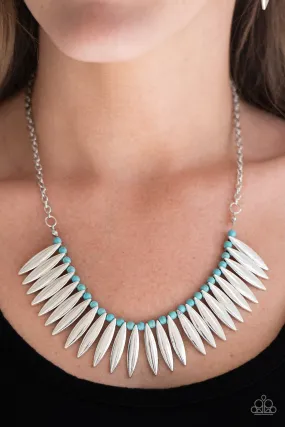 Paparazzi Accessories  - Tameless Tigress #N285 Peg - Silver Blue Necklace