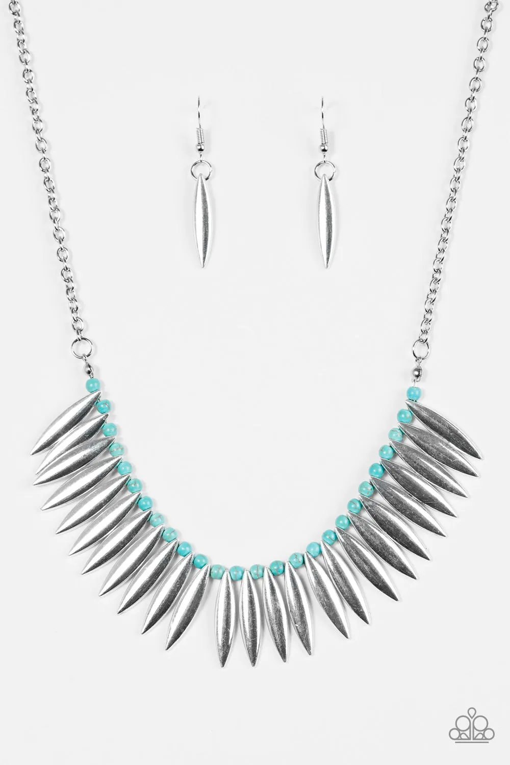 Paparazzi Accessories  - Tameless Tigress #N285 Peg - Silver Blue Necklace