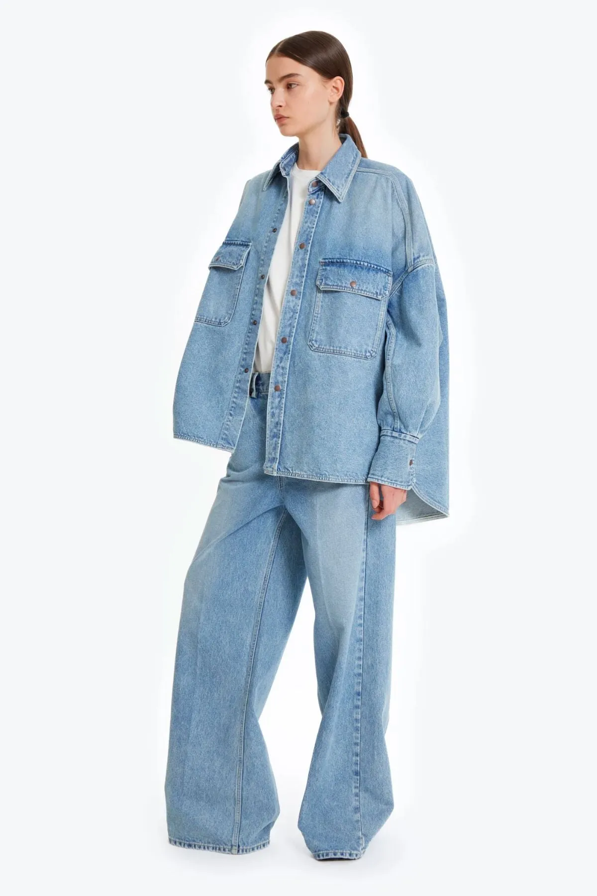 Petar Petrov Oversized Denim Shacket - Light Blue