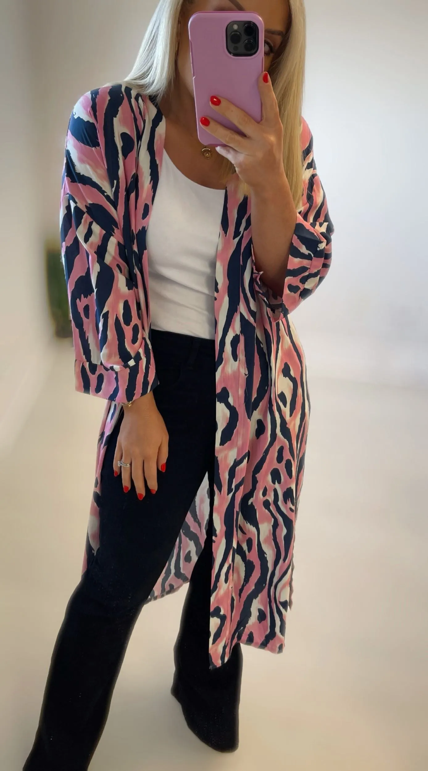 PHOENIX KIMONO - MARINE & PINK