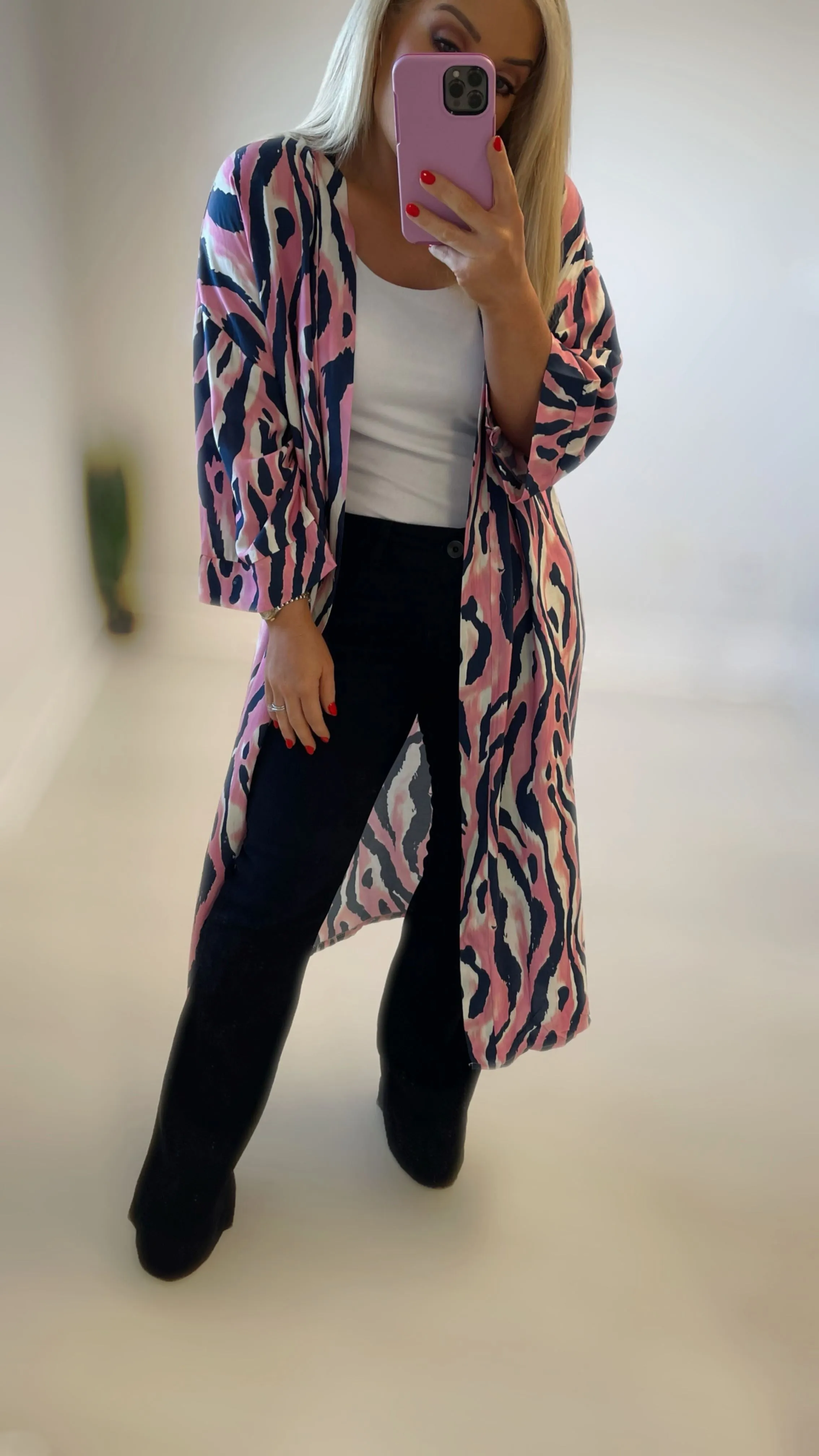 PHOENIX KIMONO - MARINE & PINK