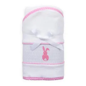 Pink Bunny Smocked Hooded Towel