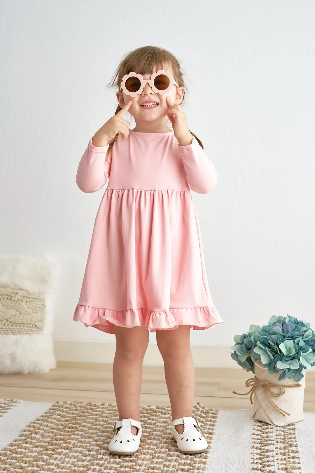 Pink ruffle girl dress