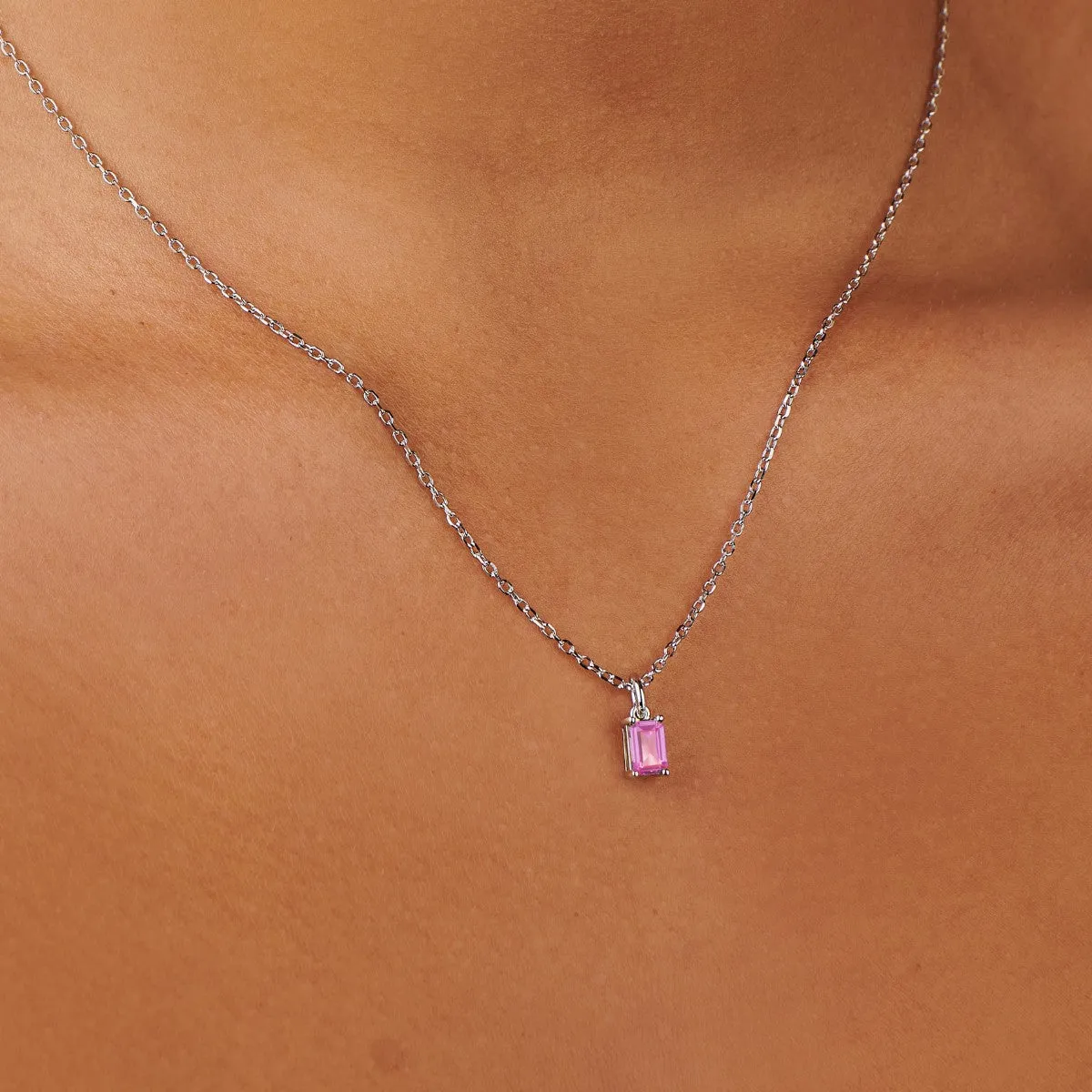 Pink Tourmaline Silver Necklace