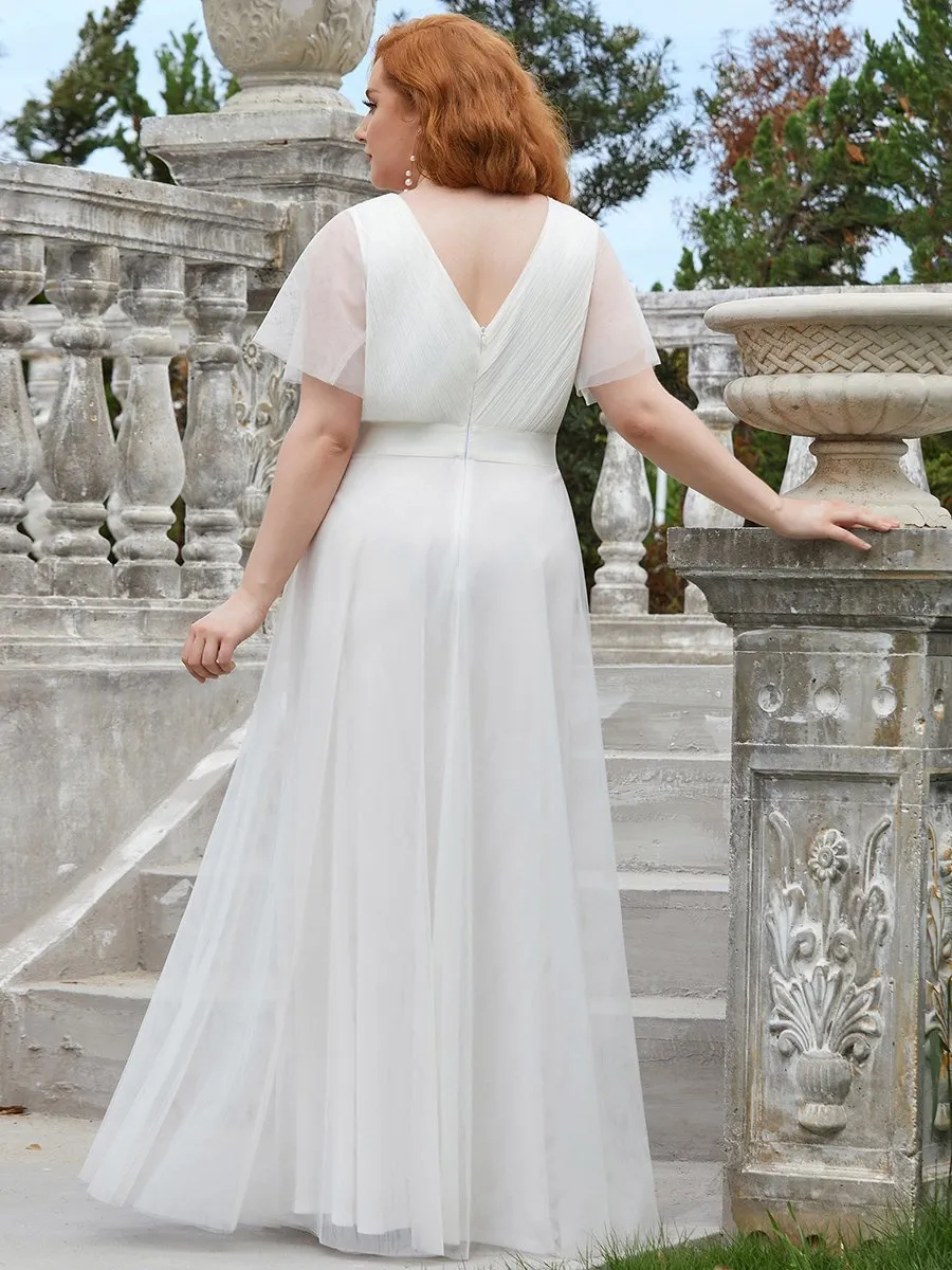 Plus Size Women's V-Neck Floor-Length Wholesale Bridesmaid Dresses