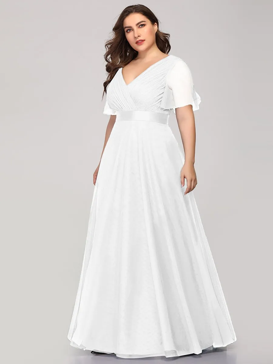 Plus Size Women's V-Neck Floor-Length Wholesale Bridesmaid Dresses