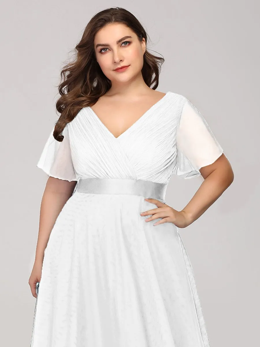 Plus Size Women's V-Neck Floor-Length Wholesale Bridesmaid Dresses