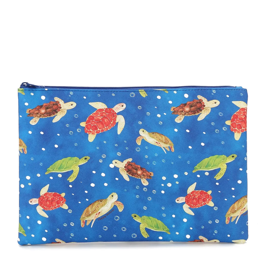 Pouch Zip Large Local Turtles Blue