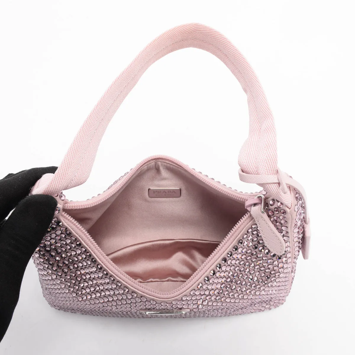 Prada Pink Satin & Crystal Re-Edition 2000 Bag