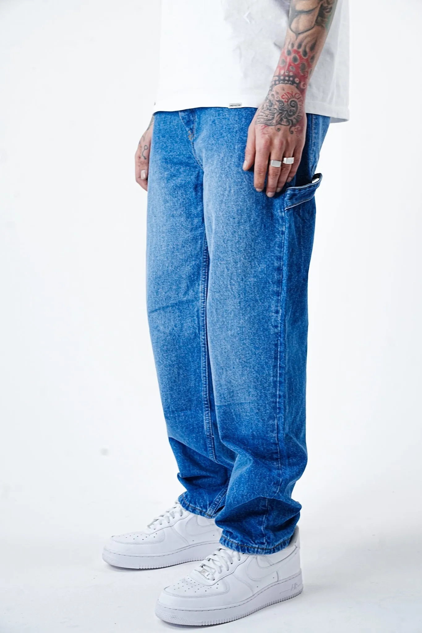 Premium Signature Wide Mid Blue Jeans