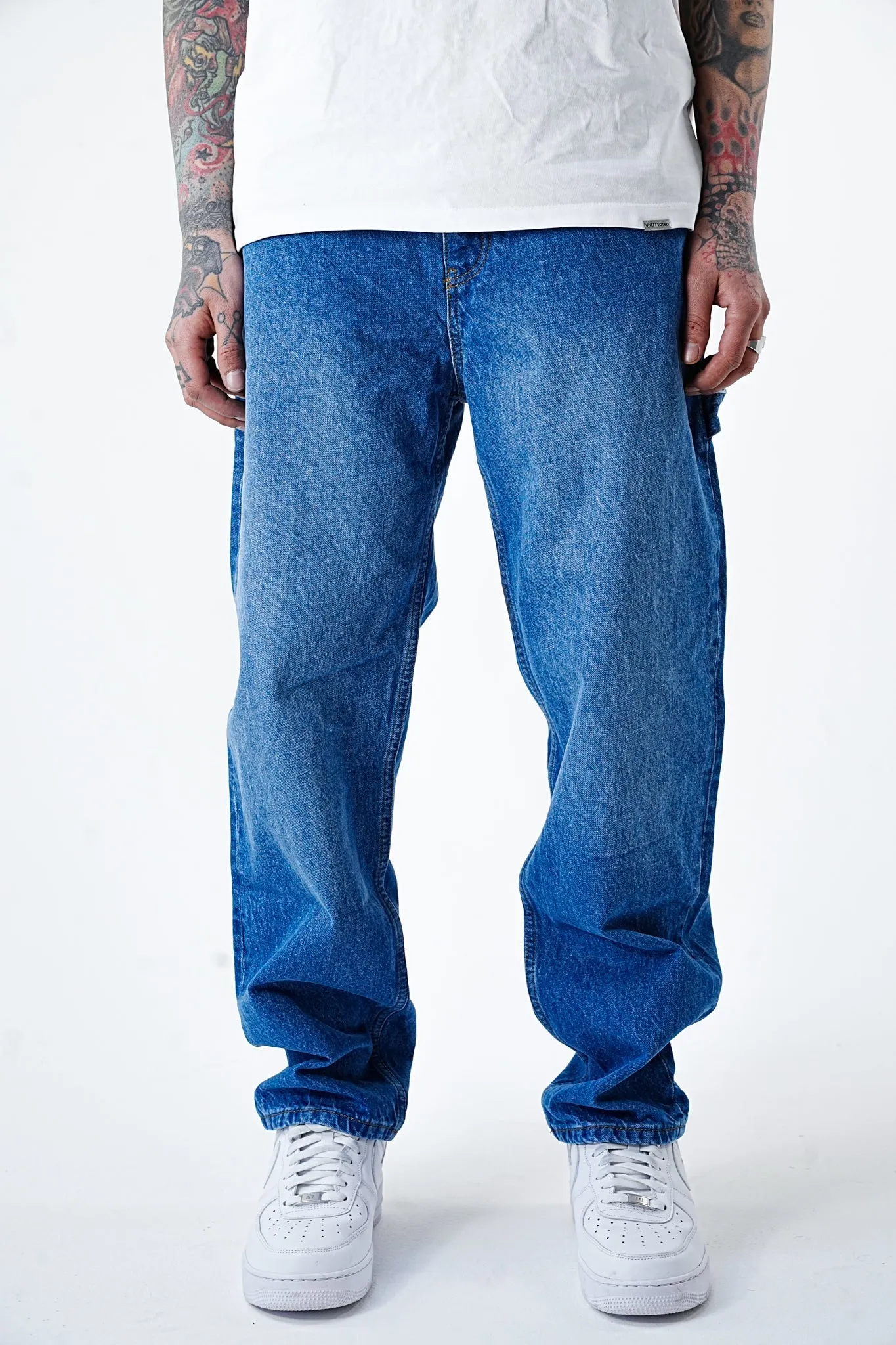 Premium Signature Wide Mid Blue Jeans