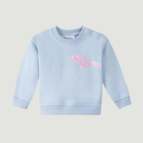 "Keep Smiling" Kids Sweatshirt (Pastel Blue)