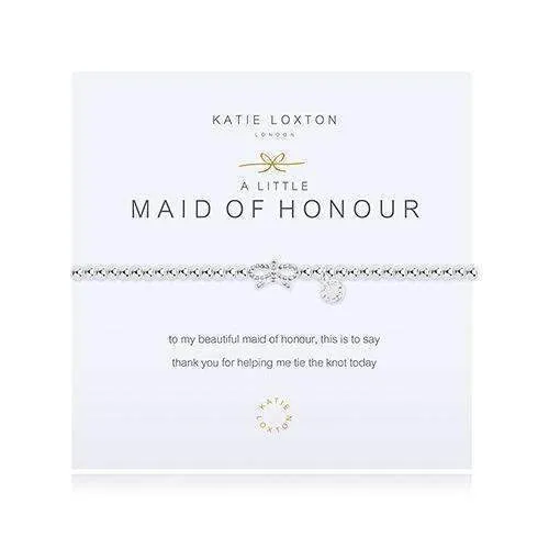 "Maid of Honour" Silver Bracelet with Bow (Pack of 1)