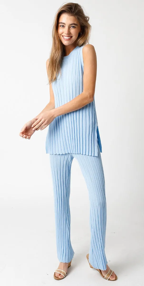 Ribbed Top in Sky Blue