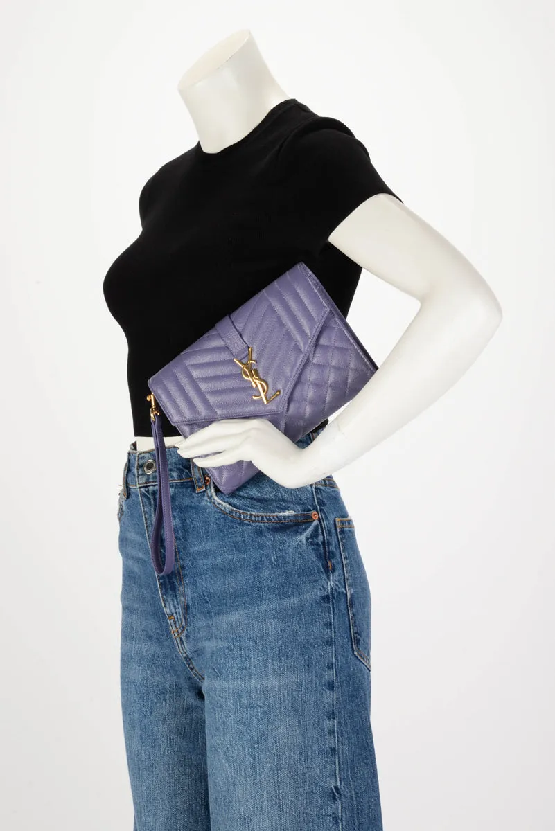 Saint Laurent Purple Mix Matelasse Envelope Flap Pouch