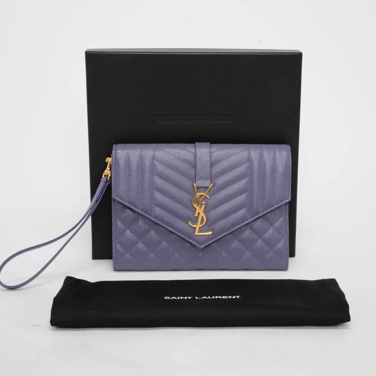 Saint Laurent Purple Mix Matelasse Envelope Flap Pouch