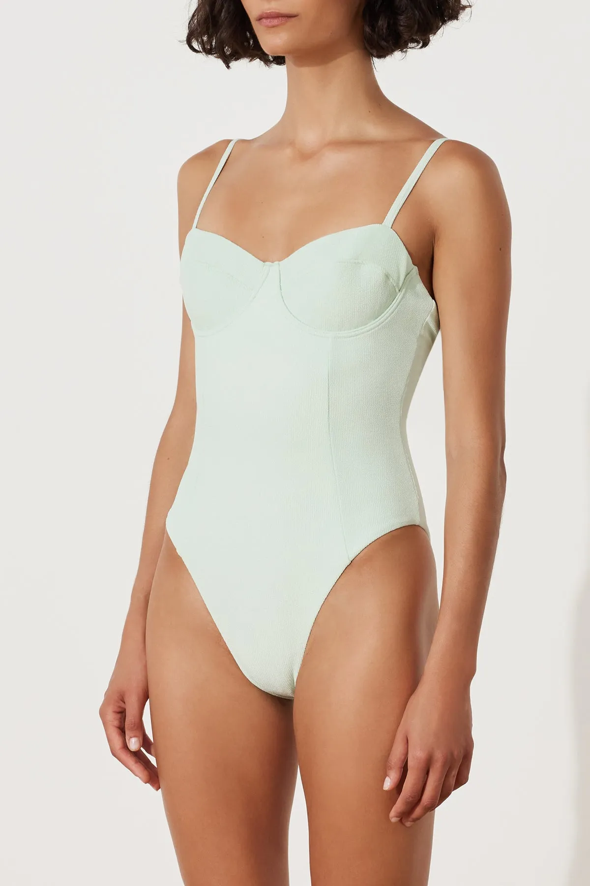 Seaglass Textured Balconette One Piece