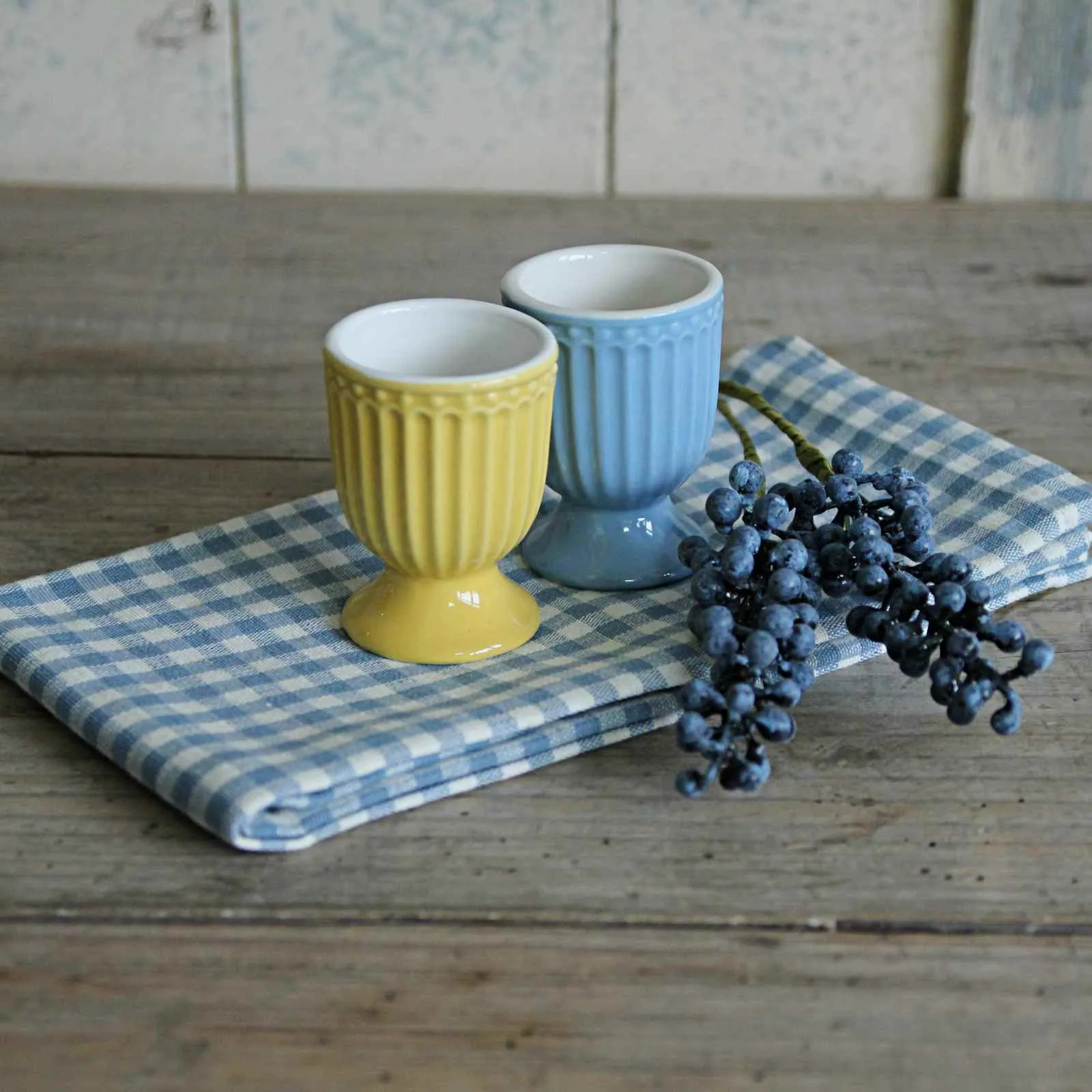 Set of 4 Gingham Napkins - Dusty Blue