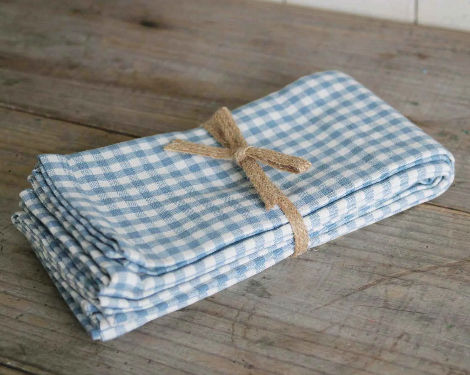 Set of 4 Gingham Napkins - Dusty Blue