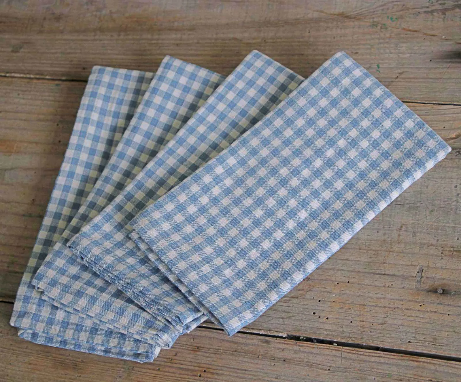 Set of 4 Gingham Napkins - Dusty Blue