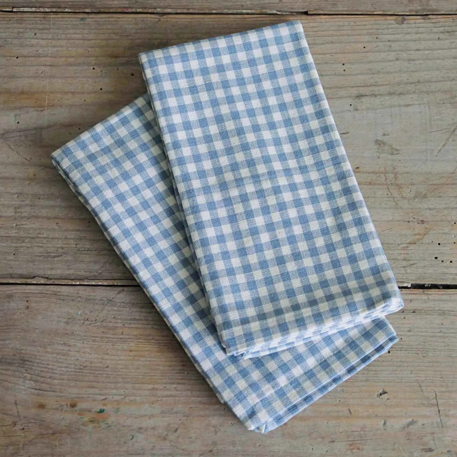 Set of 4 Gingham Napkins - Dusty Blue