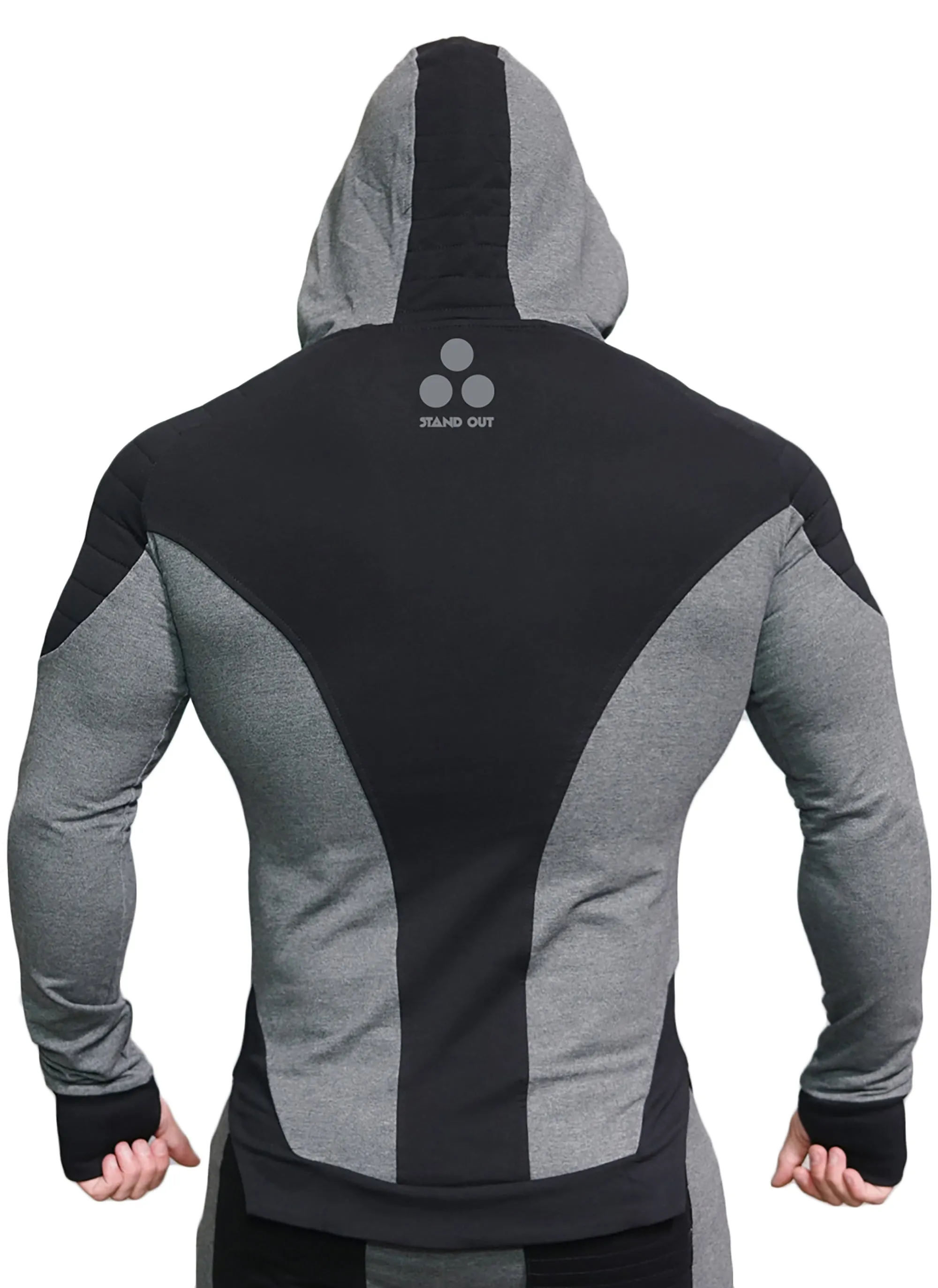 Shoulder patch - Thumb hole Hoodie - Grey