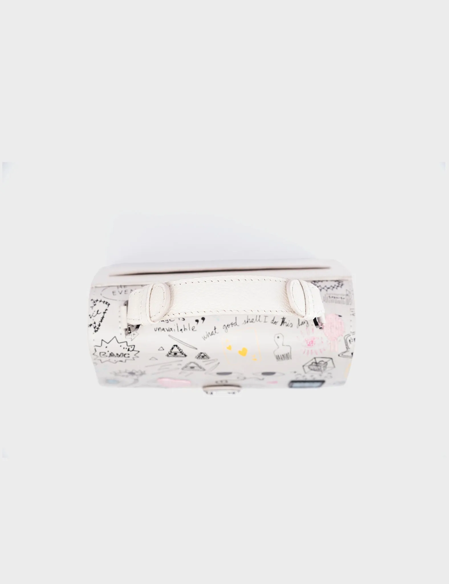 Silas Cream Small Leather Crossbody Bag - Urban Doodles Print