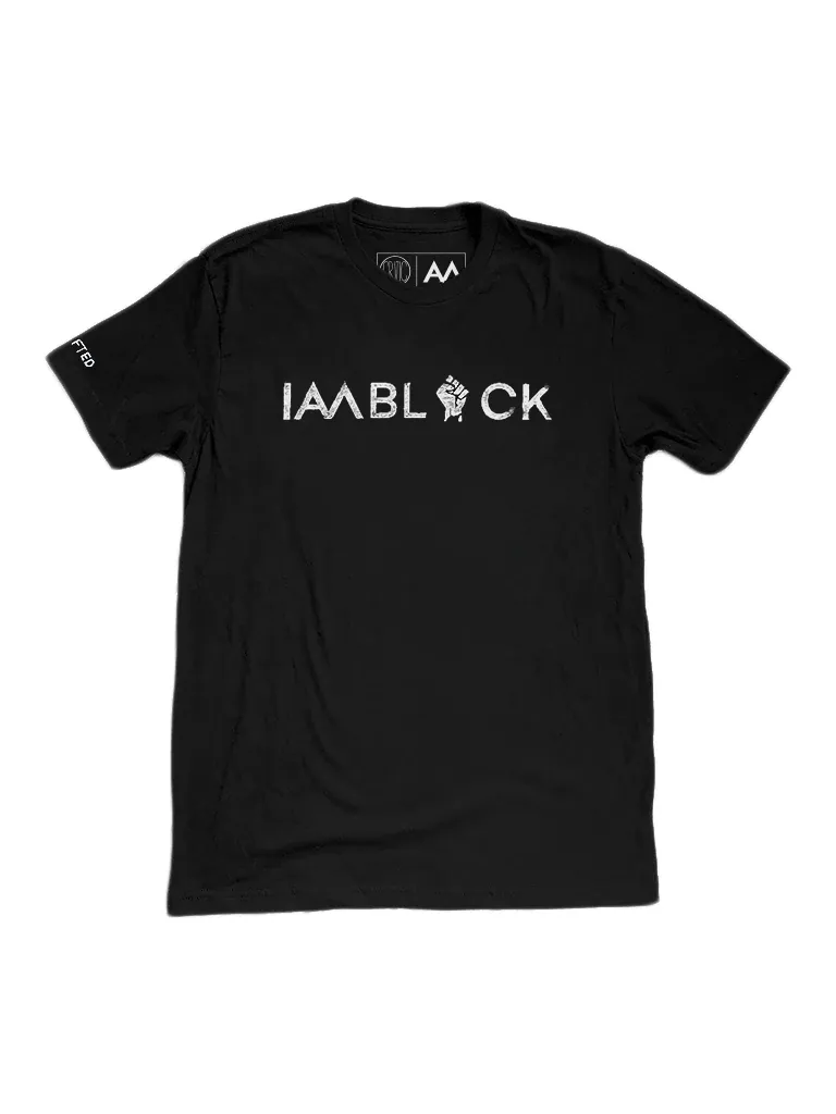 Silver I AM Black Tee in Black