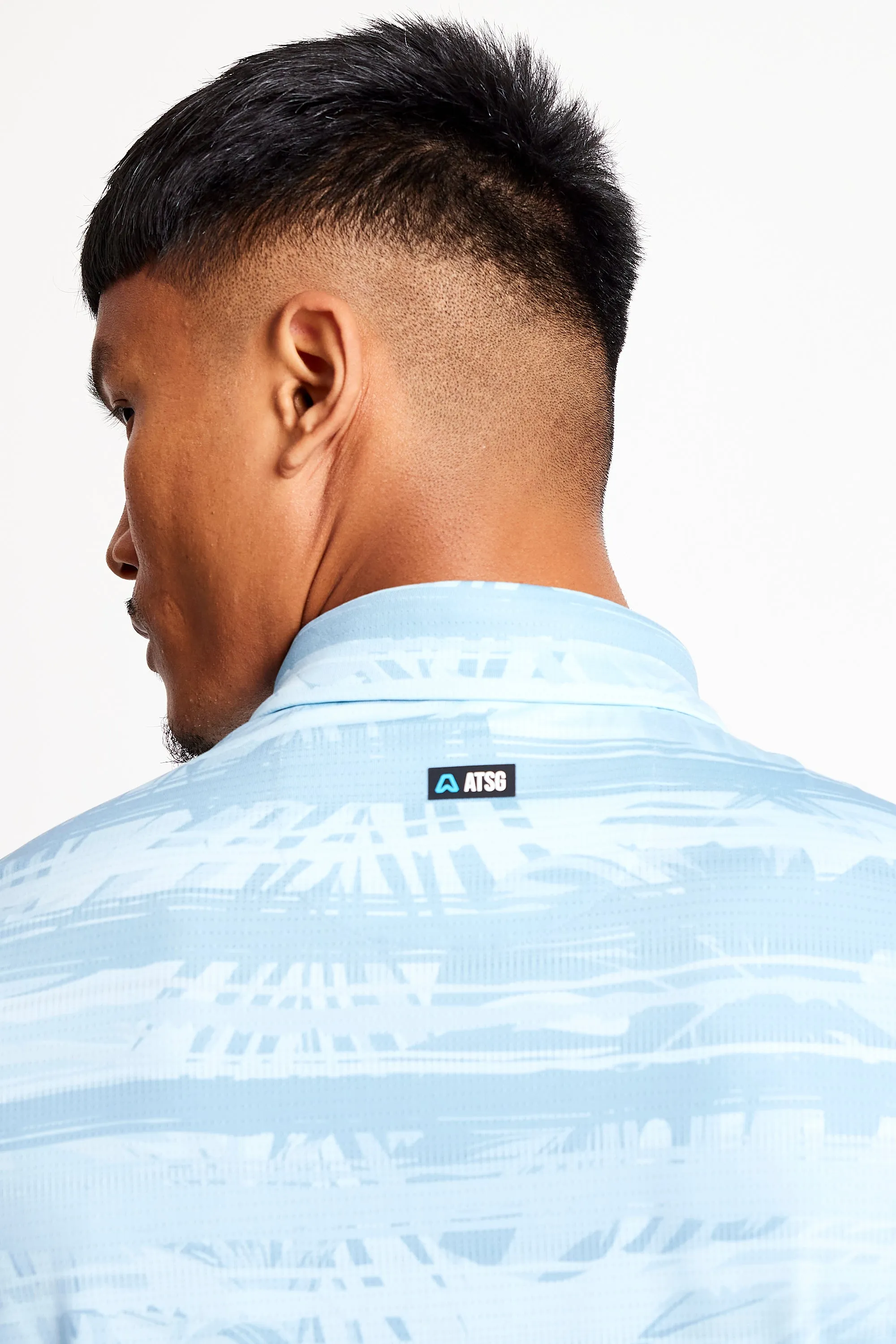 Slim Fit Printed Polo - Baby Blue