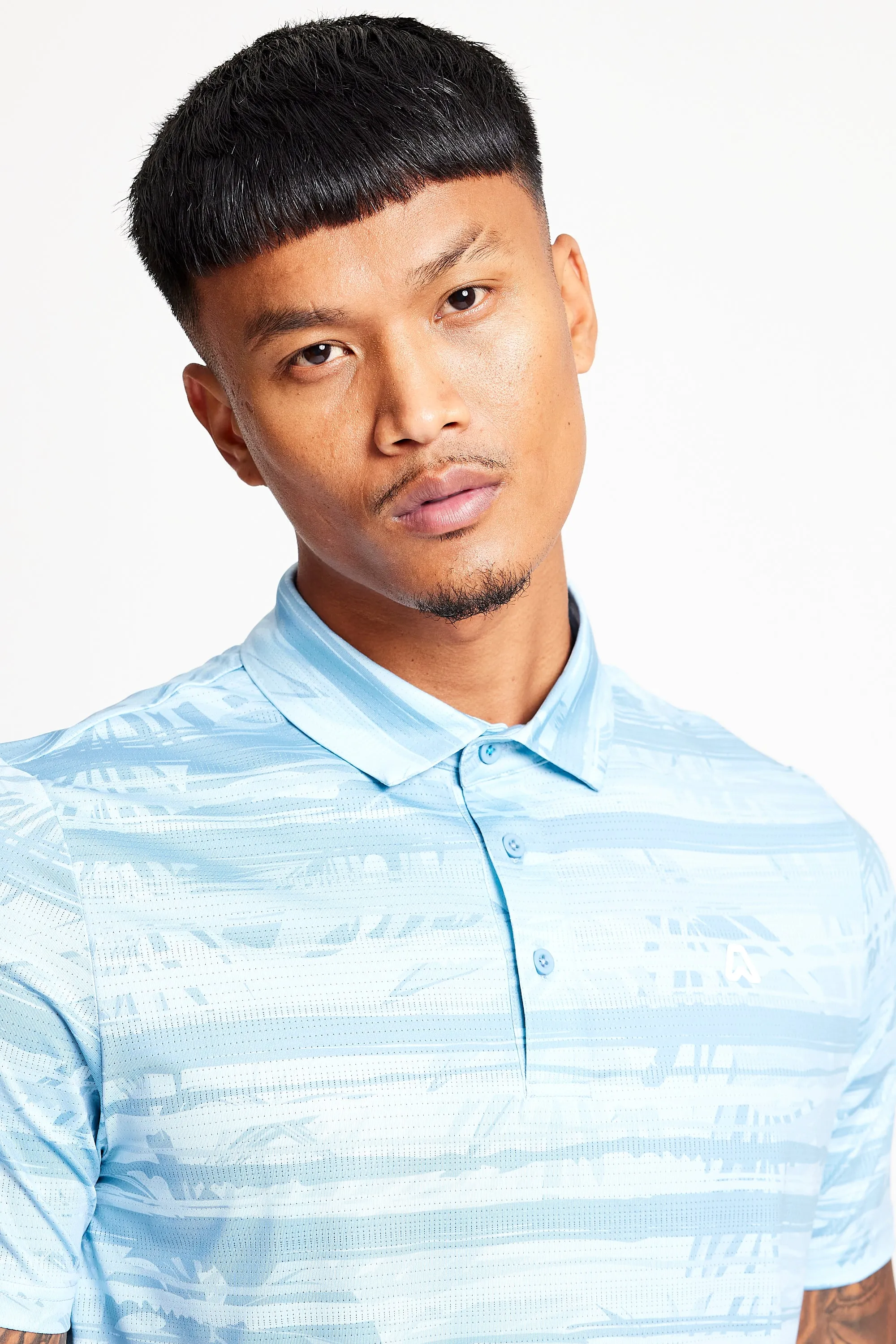 Slim Fit Printed Polo - Baby Blue