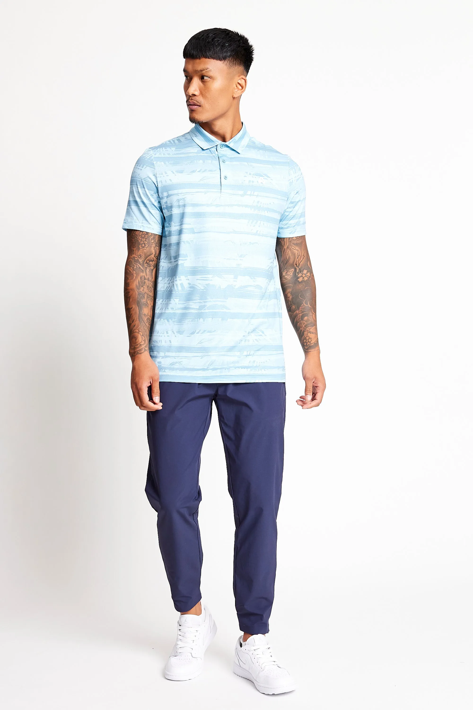 Slim Fit Printed Polo - Baby Blue