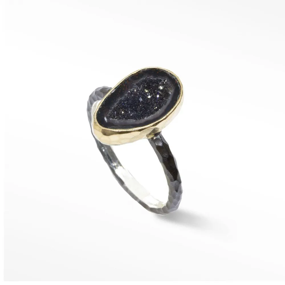 Small Geode Silver Ring