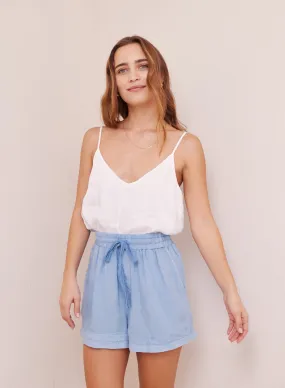 Smocked Waist Tencel Shorts - Bayside Blue