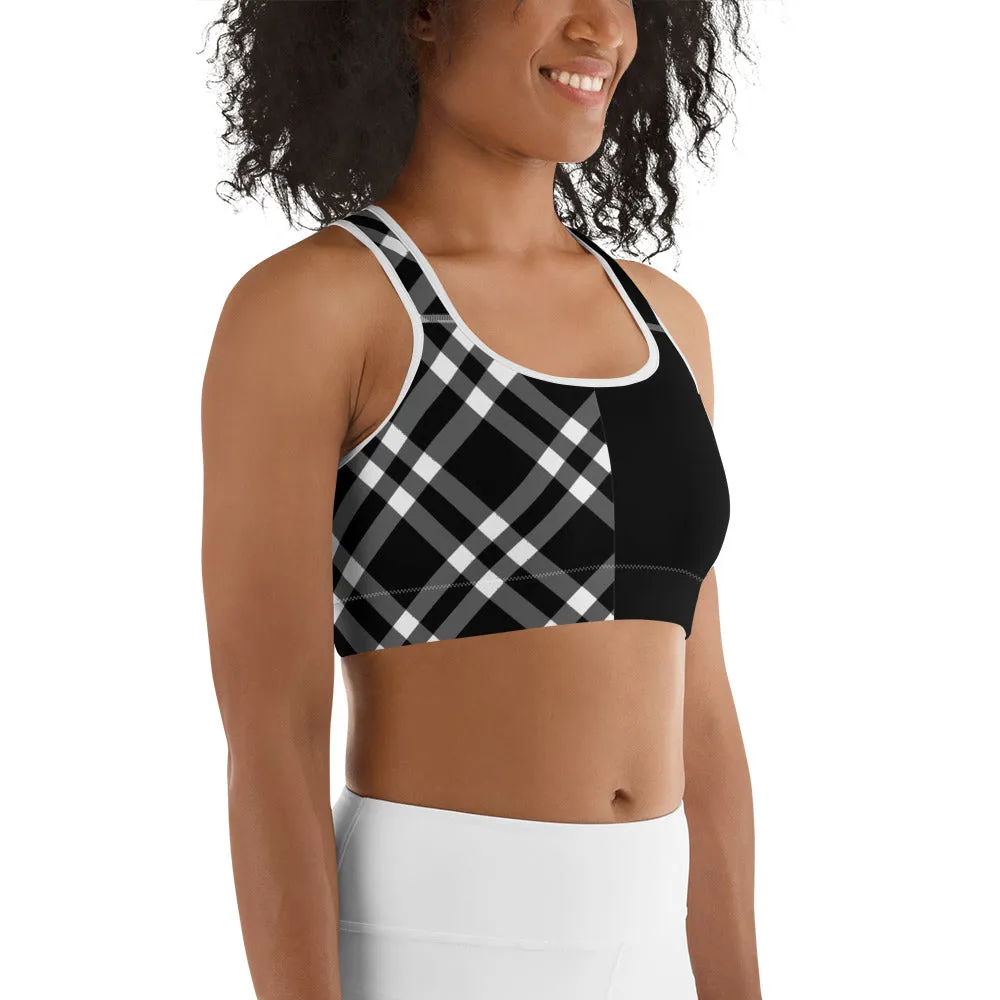 Sports Bra Black and White Gingham