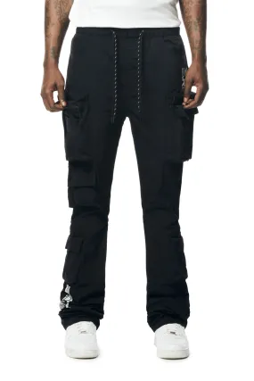 Stacked Windbreaker Utility Pants - Black